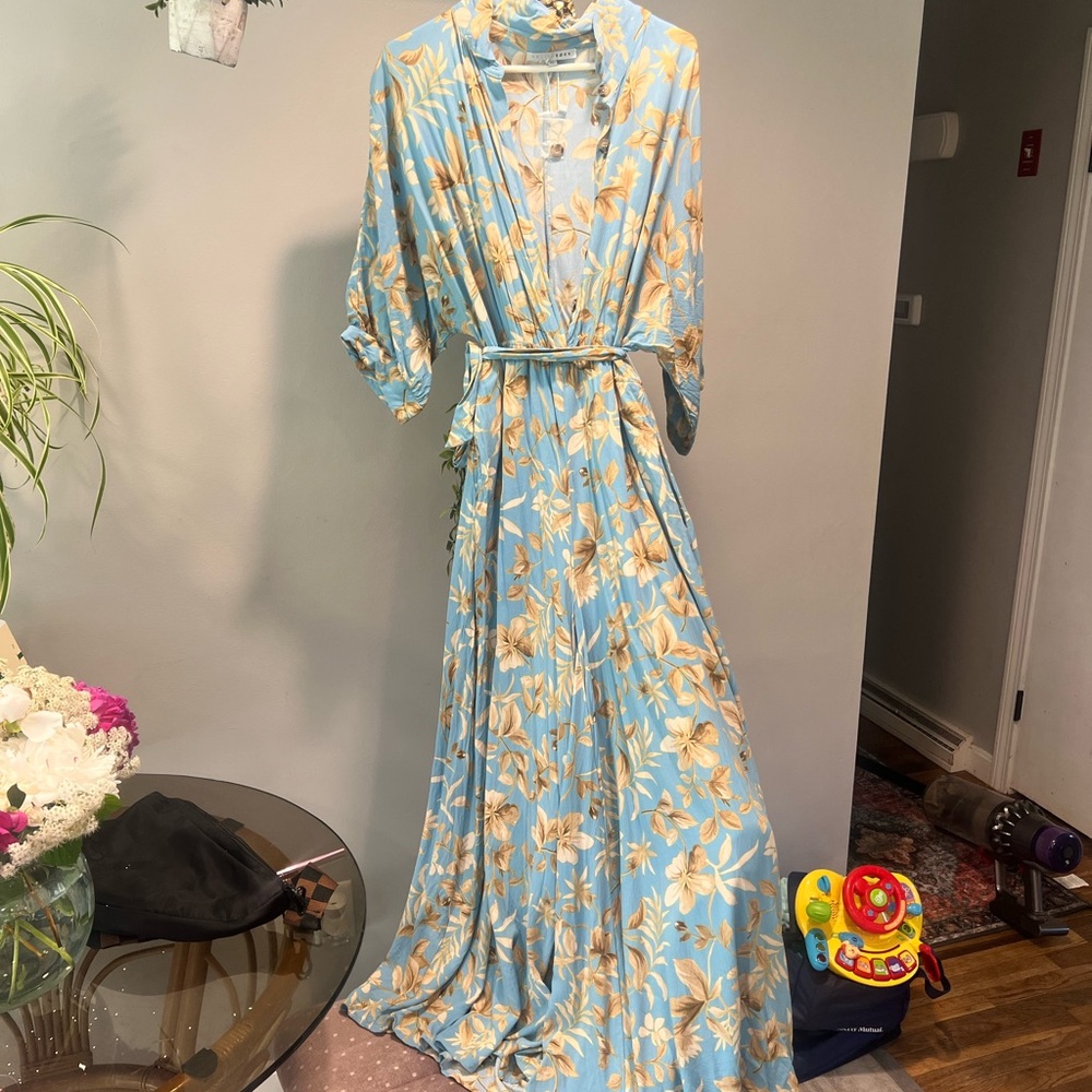 Baltic Born Light Blue Floral Wrap Jumpsuit